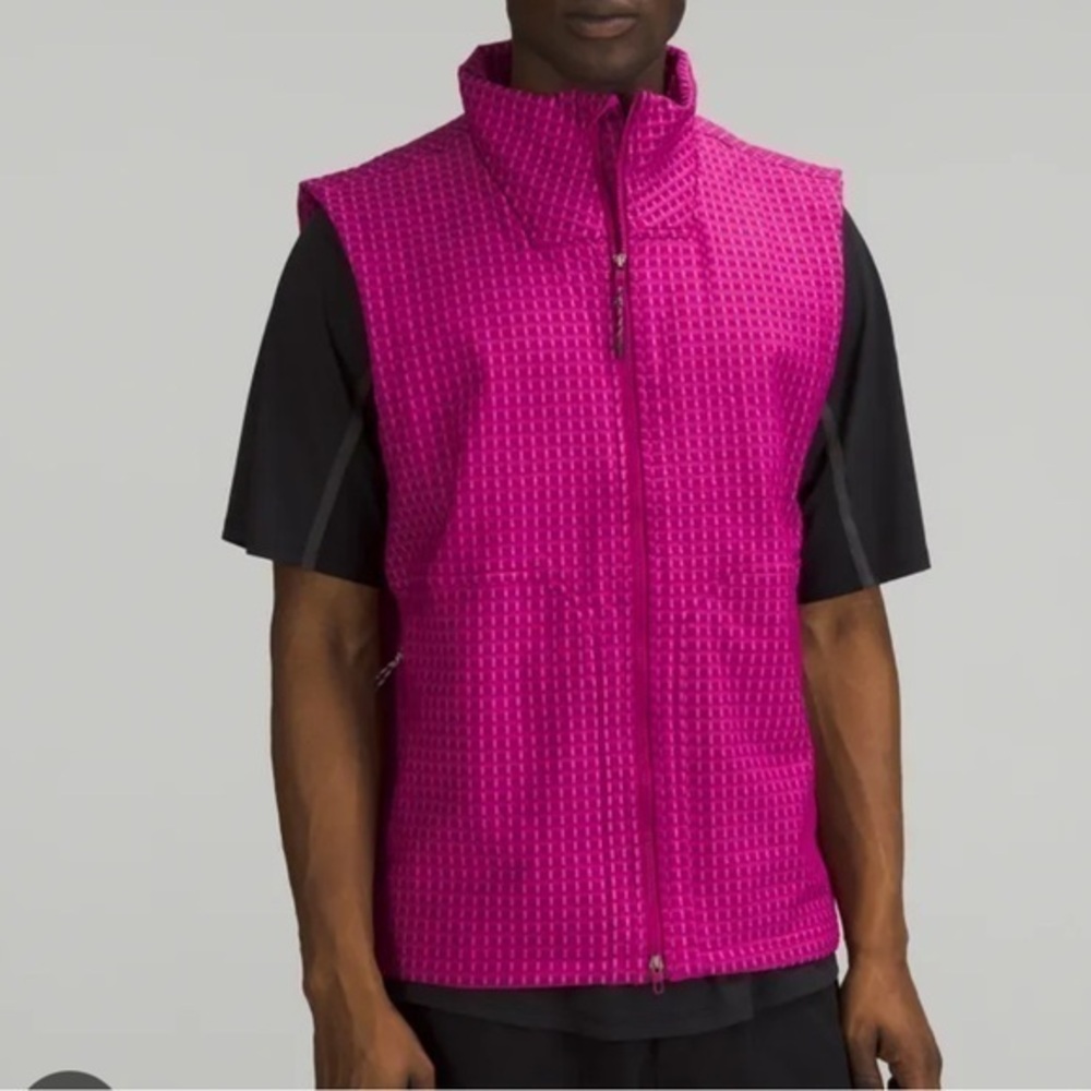 Lululemon Mens Water-Repellent Grid Fleece Hiking Vest - Small